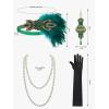 imageSWEETV 1920s Great Gatsby Accessories Set for Women Flapper Headband Headpiece Roaring 20s Costume Accessories SetF12 Green