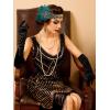 imageSWEETV 1920s Great Gatsby Accessories Set for Women Flapper Headband Headpiece Roaring 20s Costume Accessories SetF12 Green