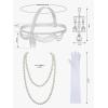 imageSWEETV 6Pcs 1920s Flapper Accessories Set for Women Roaring 20s Great Gatsby Headband Flapper Costume AccessoriesF02
