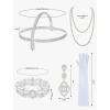 imageSWEETV 6Pcs 1920s Flapper Accessories Set for Women Roaring 20s Great Gatsby Headband Flapper Costume AccessoriesF04