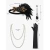imageSWEETV 6Pcs 1920s Flapper Great Gatsby Accessories Set for Women Roaring 20s Womens Costume Accessories SetsF03 Black