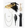 imageSWEETV 7Pcs 1920s Flapper Accessories Set for Women Great Gatsby Roaring 20s Women Costume Accessories SetsF02 Gold