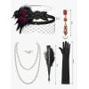 imageSWEETV 7Pcs 1920s Flapper Accessories Set for Women Great Gatsby Roaring 20s Women Costume Accessories SetsF07 Mulberry