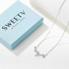 imageSWEETV Crystal Wedding Bridal Backdrop Necklace for Brides Cubic Zirconia Vine Dainty Back Pendant Necklace for Women Bridesmaid Gift01 Silver