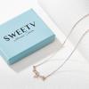 imageSWEETV Crystal Wedding Bridal Backdrop Necklace for Brides Cubic Zirconia Vine Dainty Back Pendant Necklace for Women Bridesmaid Gift02 Rose Gold