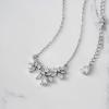 imageSWEETV Teardrop Wedding Back Necklace for Bride Bridesmaids Cubic Zirconia Simple Back Pendant Bridal Necklace for Wedding Party01 Silver Backdrop