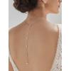 imageSWEETV Teardrop Wedding Back Necklace for Bride Bridesmaids Cubic Zirconia Simple Back Pendant Bridal Necklace for Wedding Party01 Silver Backdrop