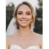 imageSWEETV Teardrop Wedding Back Necklace for Bride Bridesmaids Cubic Zirconia Simple Back Pendant Bridal Necklace for Wedding Party01 Silver Backdrop