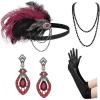 imageSWEETV 1920s Flapper Accessories Set for Women Roaring 20s Great Gatsby Headband Flapper Costume Accessories 070409F11 Red