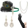 imageSWEETV 1920s Flapper Accessories Set for Women Roaring 20s Great Gatsby Headband Flapper Costume Accessories 070409F12 Green