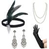 imageSWEETV 1920s Flapper Accessories Set for Women Roaring 20s Great Gatsby Headband Flapper Costume Accessories