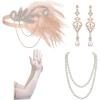 imageSWEETV 1920s Flapper Accessories Set for Women Roaring 20s Great Gatsby Headband Flapper Costume AccessoriesF03 Pink