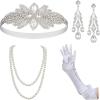 imageSWEETV 6Pcs 1920s Flapper Accessories Set for Women Roaring 20s Great Gatsby Headband Flapper Costume AccessoriesF03