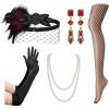 imageSWEETV 6Pcs 1920s Flapper Great Gatsby Accessories Set for Women Roaring 20s Womens Costume Accessories SetsF04 Mulberry