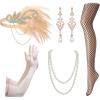 imageSWEETV 6Pcs 1920s Flapper Great Gatsby Accessories Set for Women Roaring 20s Womens Costume Accessories SetsF05 Pink