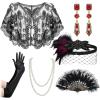 imageSWEETV 7Pcs 1920s Flapper Accessories Set for Women Great Gatsby Roaring 20s Women Costume Accessories SetsF07 Mulberry