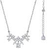 imageSWEETV Teardrop Wedding Back Necklace for Bride Bridesmaids Cubic Zirconia Simple Back Pendant Bridal Necklace for Wedding Party01 Silver Backdrop