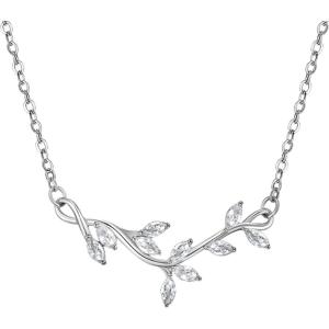 imageSWEETV Crystal Wedding Bridal Backdrop Necklace for Brides Cubic Zirconia Vine Dainty Back Pendant Necklace for Women Bridesmaid Gift01 Silver