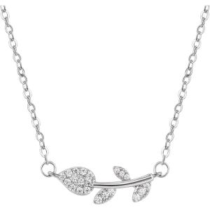 imageSWEETV Wedding Necklace for Brides Bridesmaid Cubic Zirconia Crystal Bridal Simple Pendant Necklace for Wedding PromN01 Silver