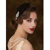 imageSWEETV 1920s Feather Headpiece Flapper Headband Roaring 20s Hair Accessories Great Gatsby Hair Clip BlackBlack