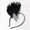 imageSWEETV 1920s Feather Headpiece Flapper Headband Roaring 20s Hair Accessories Great Gatsby Hair Clip BlackBlack