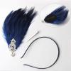 imageSWEETV 1920s Feather Headpiece Flapper Headband Roaring 20s Hair Accessories Great Gatsby Hair Clip BlackBlack