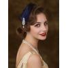 imageSWEETV 1920s Feather Headpiece Flapper Headband Roaring 20s Hair Accessories Great Gatsby Hair Clip BlackNavy Blue