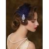 imageSWEETV 1920s Feather Headpiece Flapper Headband Roaring 20s Hair Accessories Great Gatsby Hair Clip BlackNavy Blue