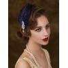 imageSWEETV 1920s Feather Headpiece Flapper Headband Roaring 20s Hair Accessories Great Gatsby Hair Clip BlackNavy Blue