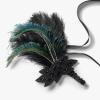 imageSWEETV 1920s Flapper Feather Headband 20s Sequined Showgirl Headpiece Gatsby Hair Accessories for Women Black01 Black
