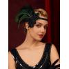 imageSWEETV 1920s Flapper Feather Headband 20s Sequined Showgirl Headpiece Gatsby Hair Accessories for Women Black01 Black