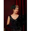 imageSWEETV 1920s Flapper Feather Headband 20s Sequined Showgirl Headpiece Gatsby Hair Accessories for Women Black01 Black