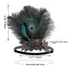 imageSWEETV 1920s Flapper Feather Headband 20s Sequined Showgirl Headpiece Gatsby Hair Accessories for Women Black02 Black