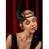 imageSWEETV 1920s Flapper Feather Headband 20s Sequined Showgirl Headpiece Gatsby Hair Accessories for Women Black02 Black