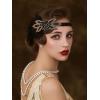 imageSWEETV 1920s Flapper Feather Headband 20s Sequined Showgirl Headpiece Gatsby Hair Accessories for Women BlackBlack