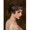 imageSWEETV 1920s Flapper Feather Headband 20s Sequined Showgirl Headpiece Gatsby Hair Accessories for Women BlackBlack