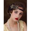 imageSWEETV 1920s Flapper Feather Headband 20s Sequined Showgirl Headpiece Gatsby Hair Accessories for Women BlackBlack