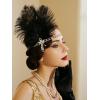 imageSWEETV 1920s Flapper Feather Headband Sparkling Rhinestone Roaring 20s Showgirl Gatsby Headpiece Hair AccessoriesF01 Black