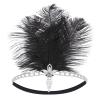 imageSWEETV 1920s Flapper Feather Headband Sparkling Rhinestone Roaring 20s Showgirl Gatsby Headpiece Hair AccessoriesF01 Black