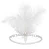 imageSWEETV 1920s Flapper Feather Headband Sparkling Rhinestone Roaring 20s Showgirl Gatsby Headpiece Hair AccessoriesF02 White