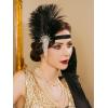 imageSWEETV 1920s Flapper Feather Headband Sparkling Rhinestone Roaring 20s Showgirl Gatsby Headpiece Hair AccessoriesF03 Black