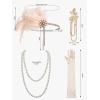 imageSWEETV 1920s Great Gatsby Accessories Set for Women Flapper Headband Headpiece Roaring 20s Costume Accessories SetF01