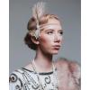 imageSWEETV 1920s Headpiece Flapper Headband Pearl Peacock Feather Hair Band Great Gatsby Accessoreis for Women Blush PinkPearl Blush Pink