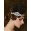 imageSWEETV 1920s Headpiece Flapper Headband Rhinestone Feather Great Gatsby Headpiece Hair Accessories for Women BlackBlack