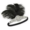 imageSWEETV 1920s Headpiece Flapper Headband Rhinestone Feather Great Gatsby Headpiece Hair Accessories for Women BlackBlack