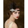 imageSWEETV 1920s Headpiece Flapper Headband Rhinestone Feather Great Gatsby Headpiece Hair Accessories for Women BlackBlack