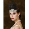 imageSWEETV 1920s Headpiece Flapper Headband Rhinestone Feather Great Gatsby Headpiece Hair Accessories for Women BlackBlack