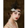 imageSWEETV 1920s Headpiece Flapper Headband Rhinestone Feather Great Gatsby Headpiece Hair Accessories for Women BlackBlack