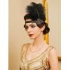 imageSWEETV 1920s Headpiece Flapper Headband Rhinestone Feather Great Gatsby Headpiece Hair Accessories for Women BlackGold