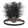 imageSWEETV 1920s Headpiece Flapper Headband Rhinestone Feather Great Gatsby Headpiece Hair Accessories for Women BlackGold